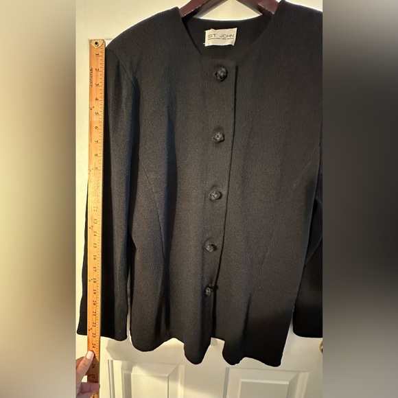 ST. JOHN Vintage 12 Wool Silk Santana Knit Button Down Sweater Blazer Old Money - Picture 10 of 14